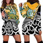 New Zealand Australia Rugby Custom Hoodie Dress Wallabies Aboriginal All Black Maori Tiki Together - Aussie Hoodie