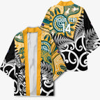 New Zealand Australia Rugby Custom Kimono Wallabies Aboriginal All Black Maori Tiki Together - Aussie Hoodie