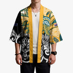 New Zealand Australia Rugby Custom Kimono Wallabies Aboriginal All Black Maori Tiki Together - Aussie Hoodie