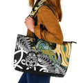 New Zealand Australia Rugby Leather Tote Bag Wallabies Aboriginal All Black Maori Tiki Together - Aussie Hoodie