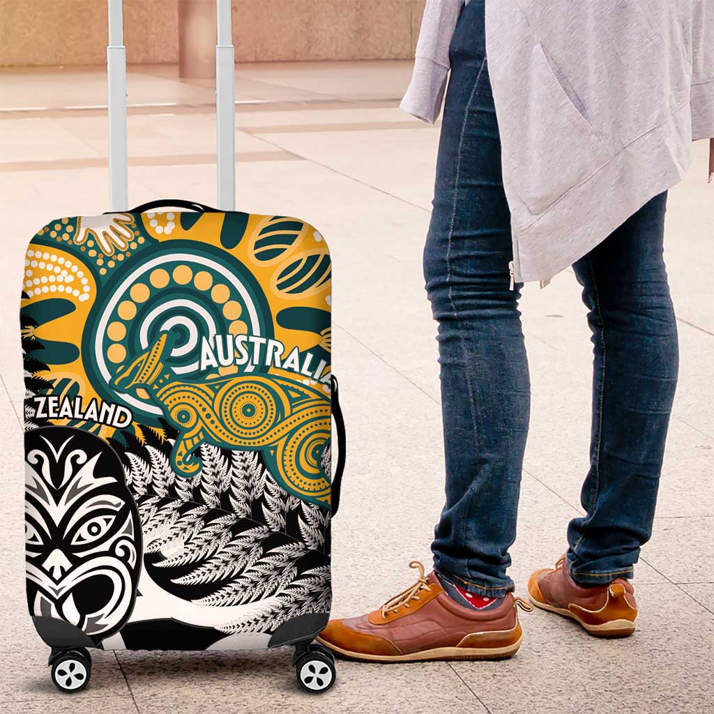 New Zealand Australia Rugby Luggage Cover Wallabies Aboriginal All Black Maori Tiki Together - Aussie Hoodie