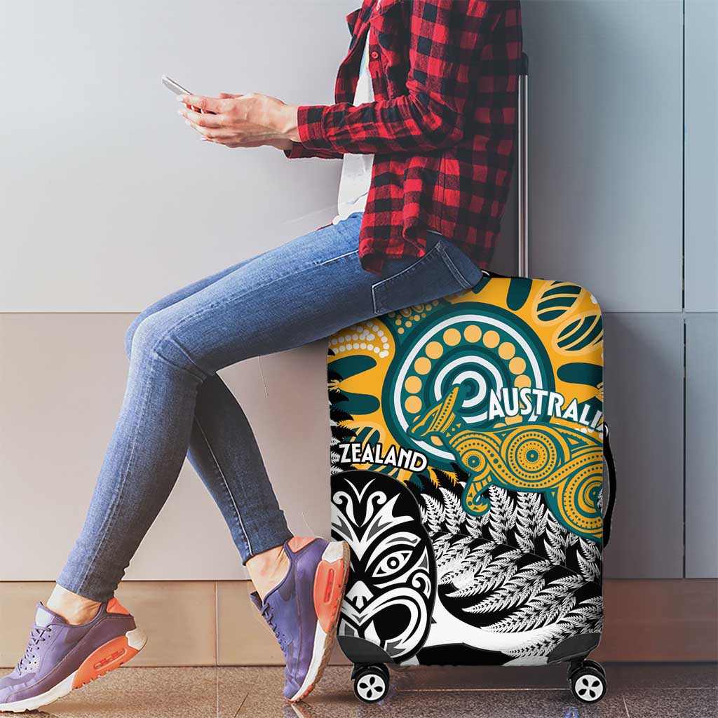New Zealand Australia Rugby Luggage Cover Wallabies Aboriginal All Black Maori Tiki Together - Aussie Hoodie