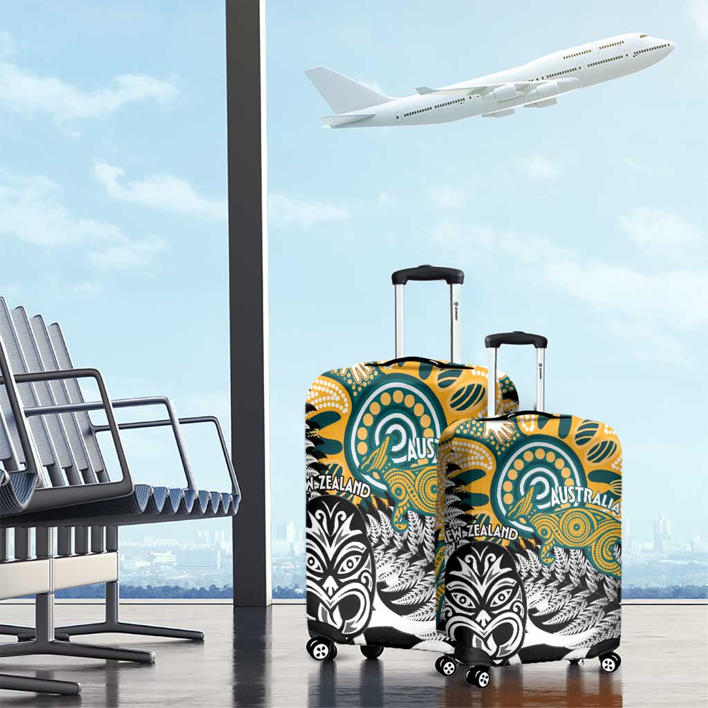 New Zealand Australia Rugby Luggage Cover Wallabies Aboriginal All Black Maori Tiki Together - Aussie Hoodie