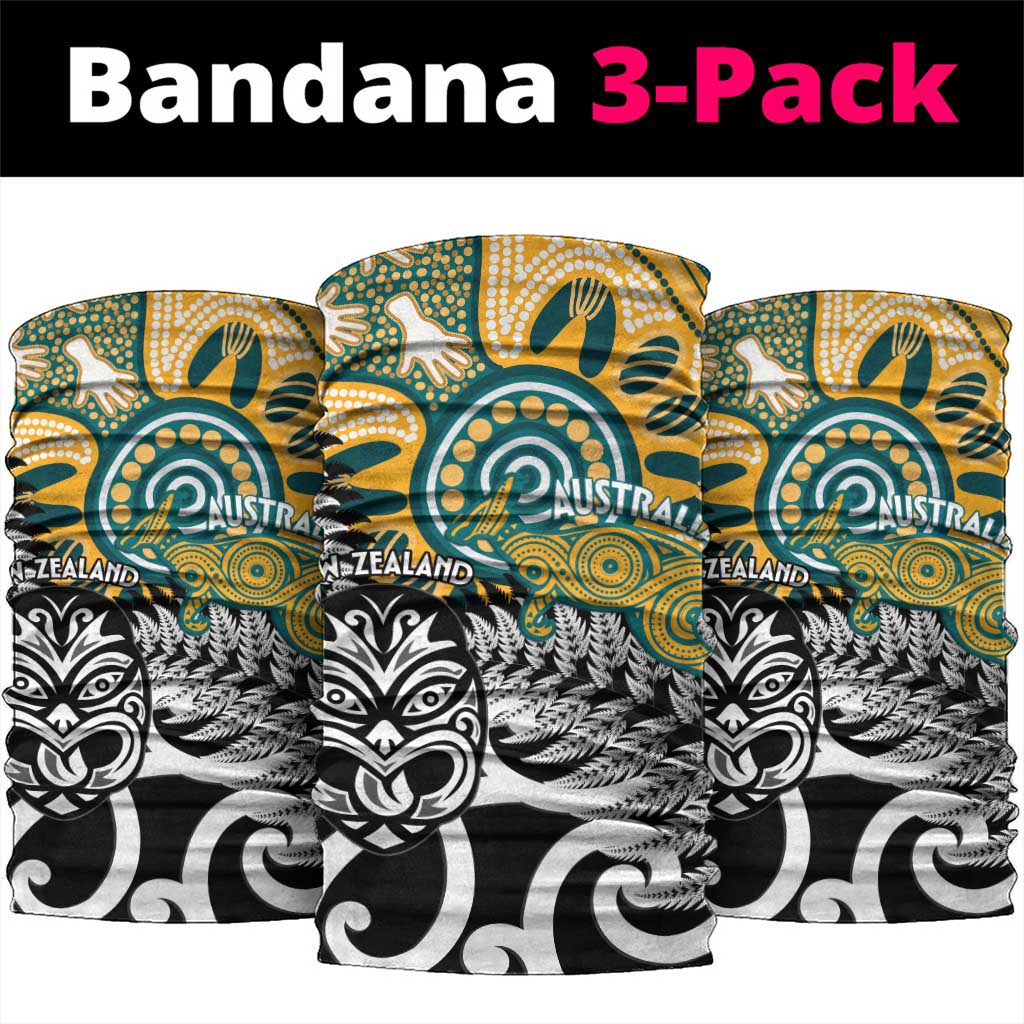 New Zealand Australia Rugby Neck Gaiter Wallabies Aboriginal All Black Maori Tiki Together - Aussie Hoodie