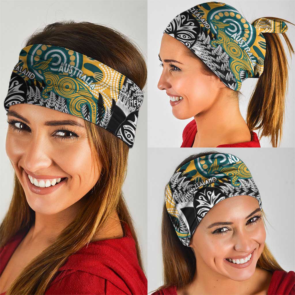 New Zealand Australia Rugby Neck Gaiter Wallabies Aboriginal All Black Maori Tiki Together - Aussie Hoodie