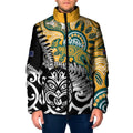 New Zealand Australia Rugby Custom Padded Jacket Wallabies Aboriginal All Black Maori Tiki Together - Aussie Hoodie