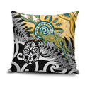 New Zealand Australia Rugby Pillow Cover Wallabies Aboriginal All Black Maori Tiki Together - Aussie Hoodie