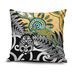 New Zealand Australia Rugby Pillow Cover Wallabies Aboriginal All Black Maori Tiki Together - Aussie Hoodie