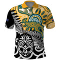 New Zealand Australia Rugby Custom Polo Shirt Wallabies Aboriginal All Black Maori Tiki Together - Aussie Hoodie