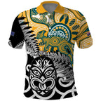 New Zealand Australia Rugby Custom Polo Shirt Wallabies Aboriginal All Black Maori Tiki Together - Aussie Hoodie