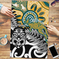 New Zealand Australia Rugby Puzzle Wallabies Aboriginal All Black Maori Tiki Together - Aussie Hoodie