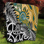 New Zealand Australia Rugby Quilt Wallabies Aboriginal All Black Maori Tiki Together - Aussie Hoodie