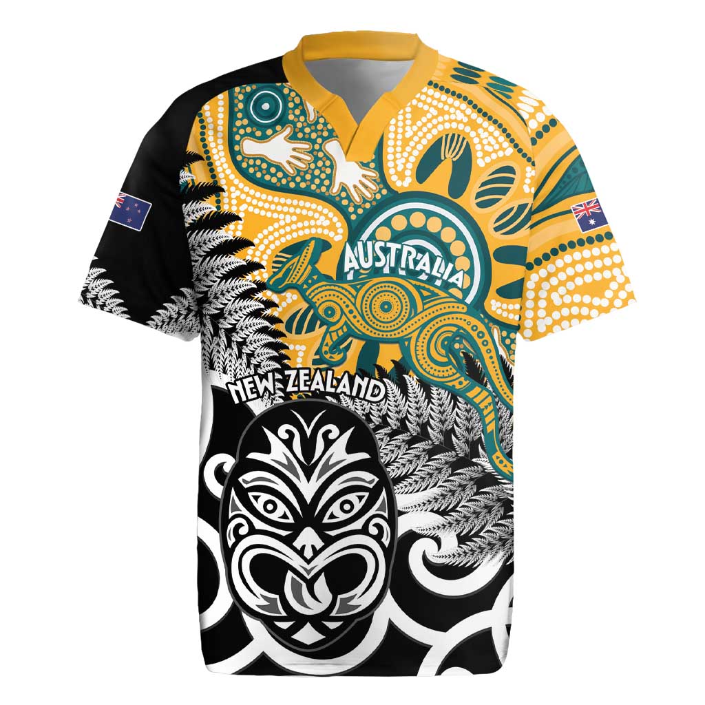 New Zealand Australia Rugby Custom Rugby Jersey Wallabies Aboriginal All Black Maori Tiki Together - Aussie Hoodie