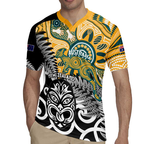 New Zealand Australia Rugby Custom Rugby Jersey Wallabies Aboriginal All Black Maori Tiki Together - Aussie Hoodie