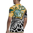 New Zealand Australia Rugby Custom Rugby Jersey Wallabies Aboriginal All Black Maori Tiki Together - Aussie Hoodie
