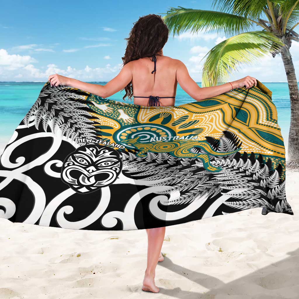 New Zealand Australia Rugby Sarong Wallabies Aboriginal All Black Maori Tiki Together - Aussie Hoodie