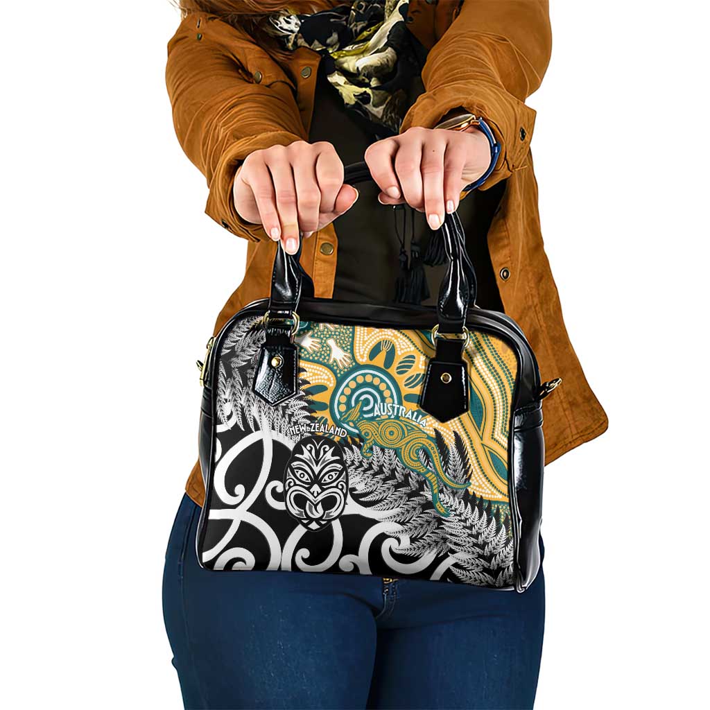 New Zealand Australia Rugby Shoulder Handbag Wallabies Aboriginal All Black Maori Tiki Together - Aussie Hoodie