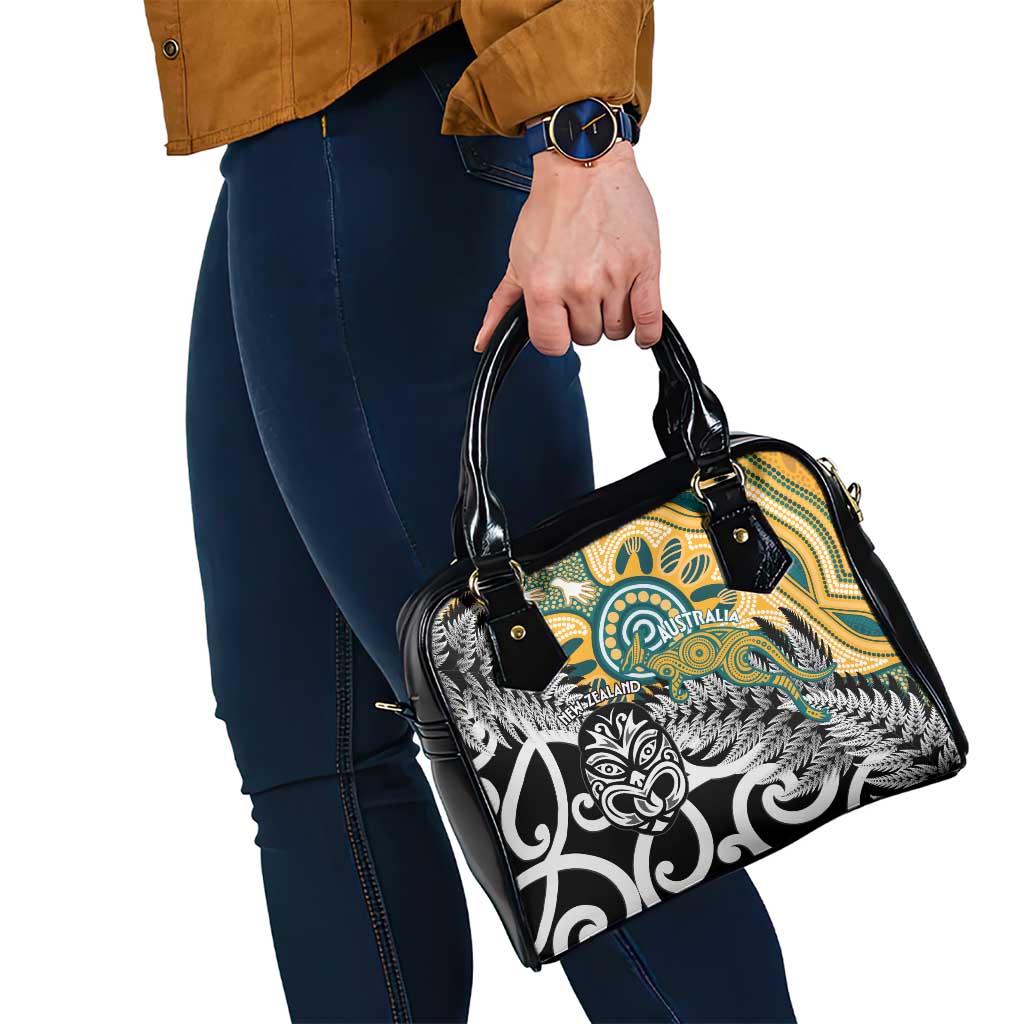 New Zealand Australia Rugby Shoulder Handbag Wallabies Aboriginal All Black Maori Tiki Together - Aussie Hoodie