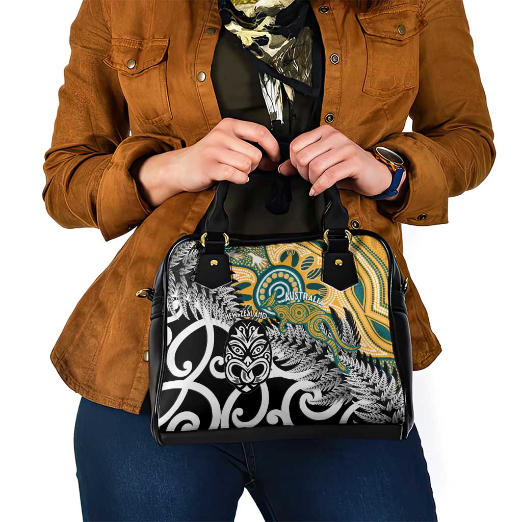 New Zealand Australia Rugby Shoulder Handbag Wallabies Aboriginal All Black Maori Tiki Together - Aussie Hoodie