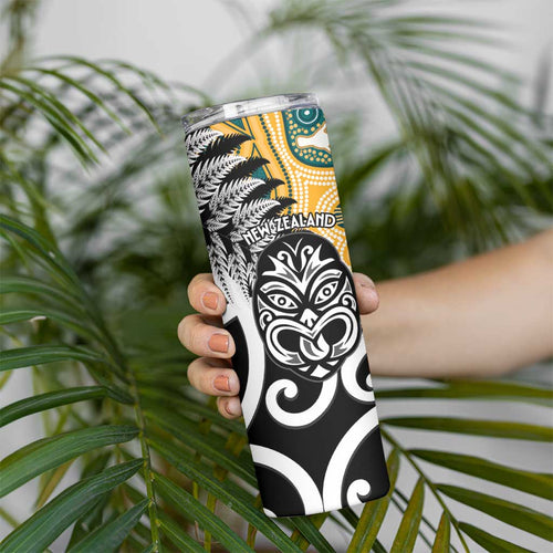 New Zealand Australia Rugby Skinny Tumbler Wallabies Aboriginal All Black Maori Tiki Together - Aussie Hoodie
