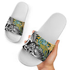 New Zealand Australia Rugby Slide Sandals Wallabies Aboriginal All Black Maori Tiki Together - Aussie Hoodie