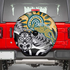 New Zealand Australia Rugby Spare Tire Cover Wallabies Aboriginal All Black Maori Tiki Together - Aussie Hoodie