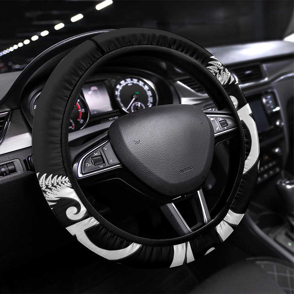 New Zealand Australia Rugby Steering Wheel Cover Wallabies Aboriginal All Black Maori Tiki Together - Aussie Hoodie