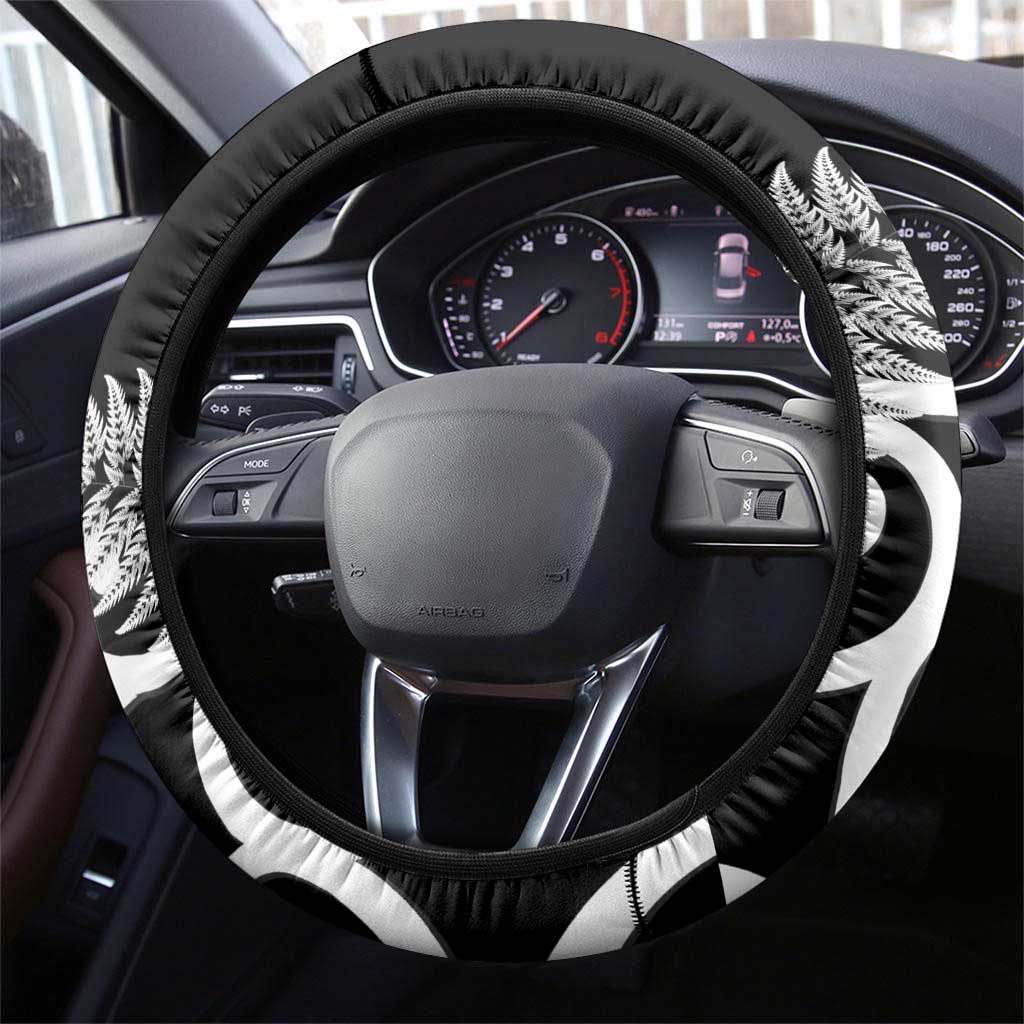 New Zealand Australia Rugby Steering Wheel Cover Wallabies Aboriginal All Black Maori Tiki Together - Aussie Hoodie