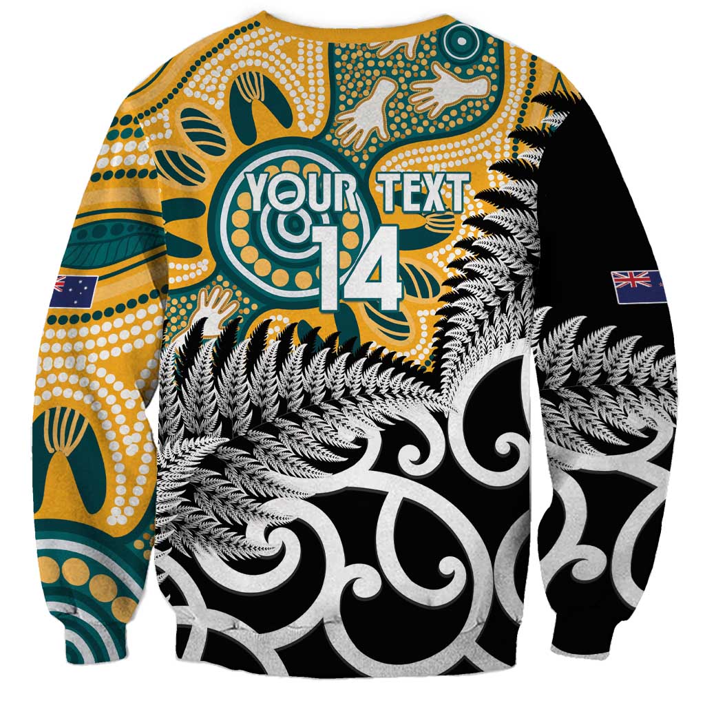 New Zealand Australia Rugby Custom Sweatshirt Wallabies Aboriginal All Black Maori Tiki Together - Aussie Hoodie