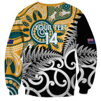 New Zealand Australia Rugby Custom Sweatshirt Wallabies Aboriginal All Black Maori Tiki Together - Aussie Hoodie