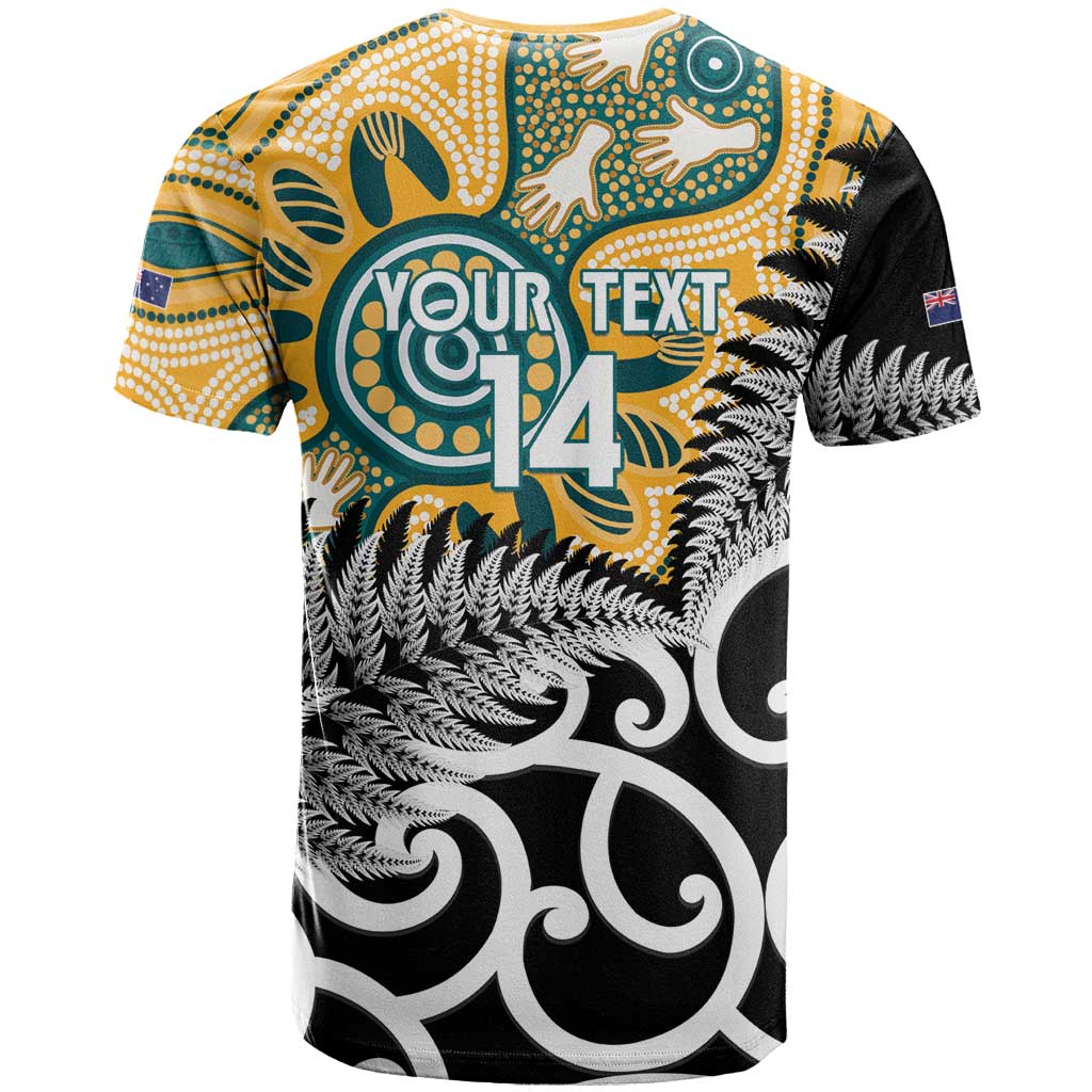 New Zealand Australia Rugby Custom T Shirt Wallabies Aboriginal All Black Maori Tiki Together - Aussie Hoodie