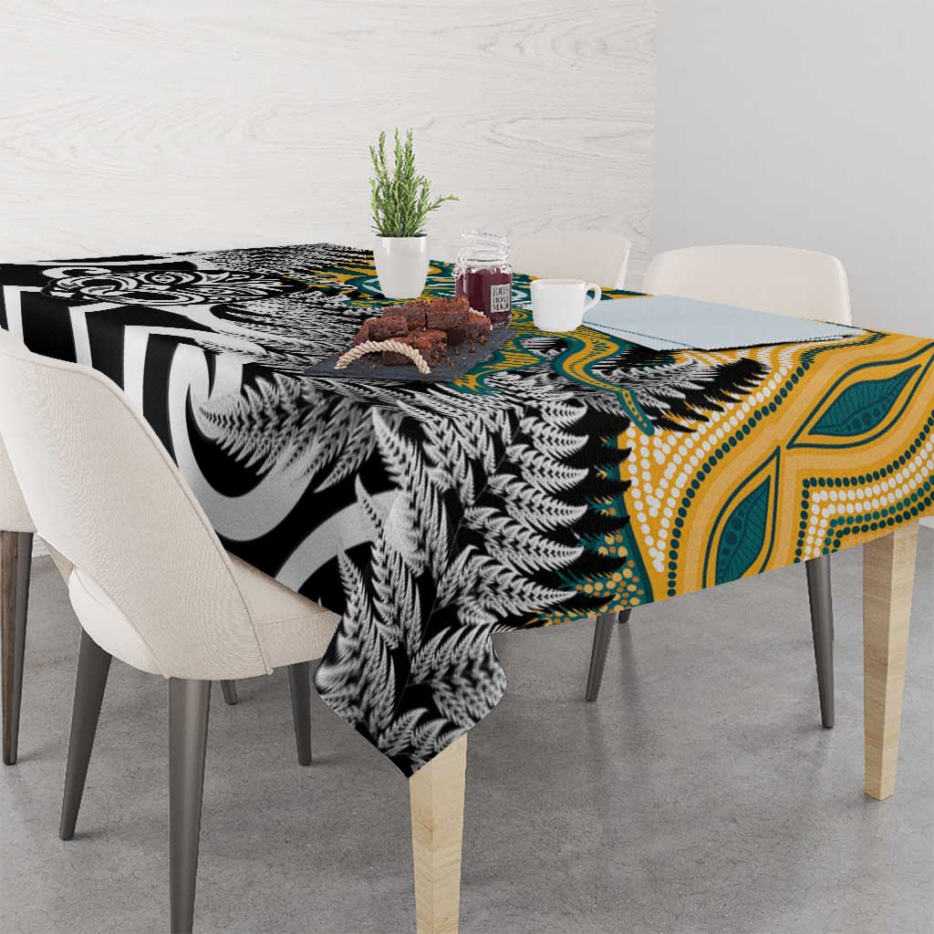 New Zealand Australia Rugby Tablecloth Wallabies Aboriginal All Black Maori Tiki Together - Aussie Hoodie