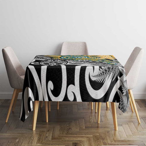 New Zealand Australia Rugby Tablecloth Wallabies Aboriginal All Black Maori Tiki Together - Aussie Hoodie