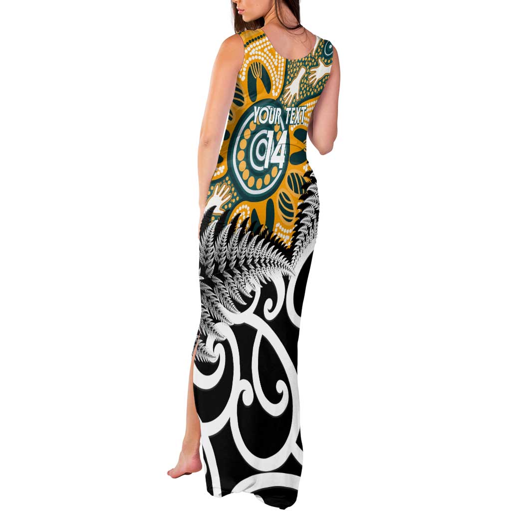 New Zealand Australia Rugby Custom Tank Maxi Dress Wallabies Aboriginal All Black Maori Tiki Together - Aussie Hoodie