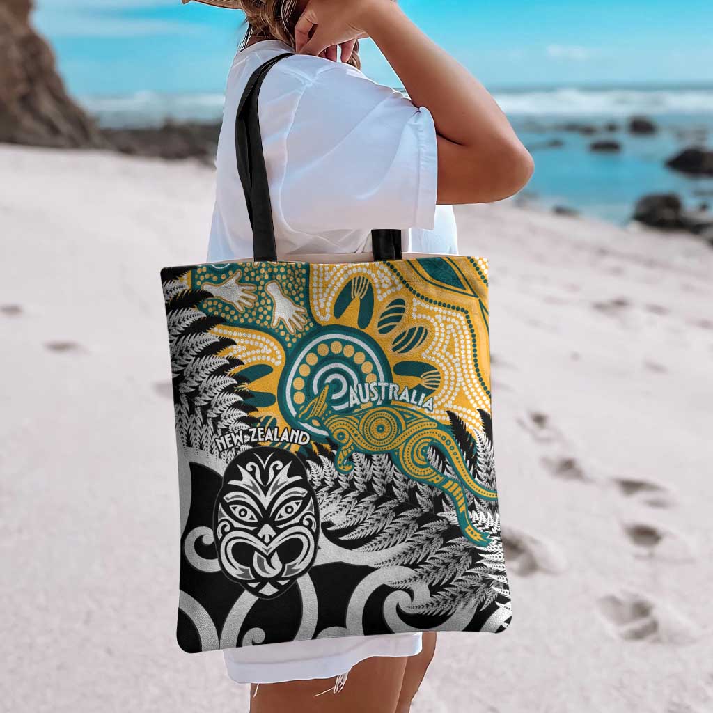 New Zealand Australia Rugby Tote Bag Wallabies Aboriginal All Black Maori Tiki Together - Aussie Hoodie