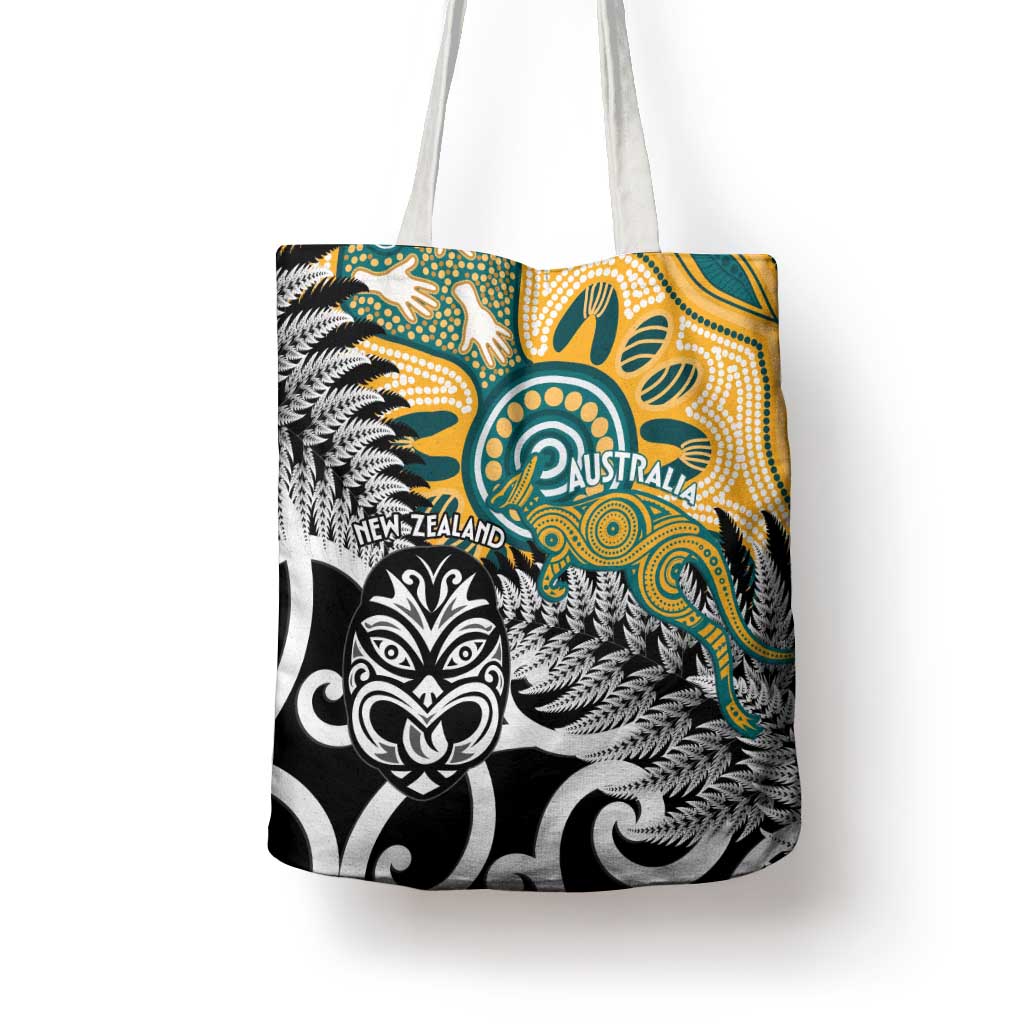 New Zealand Australia Rugby Tote Bag Wallabies Aboriginal All Black Maori Tiki Together - Aussie Hoodie