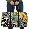 New Zealand Australia Rugby Travel Bag Wallabies Aboriginal All Black Maori Tiki Together - Aussie Hoodie