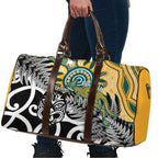 New Zealand Australia Rugby Travel Bag Wallabies Aboriginal All Black Maori Tiki Together - Aussie Hoodie
