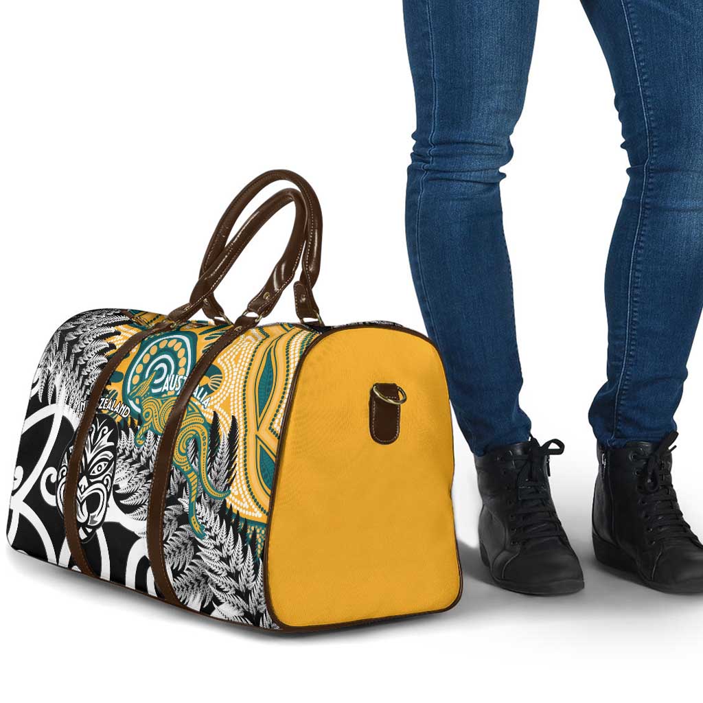 New Zealand Australia Rugby Travel Bag Wallabies Aboriginal All Black Maori Tiki Together - Aussie Hoodie