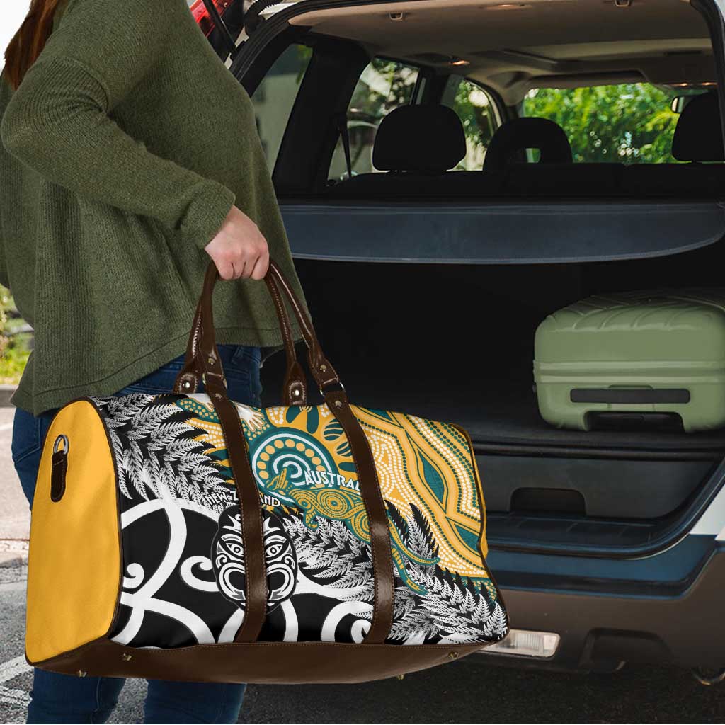 New Zealand Australia Rugby Travel Bag Wallabies Aboriginal All Black Maori Tiki Together - Aussie Hoodie