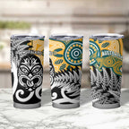 New Zealand Australia Rugby Tumbler Cup Wallabies Aboriginal All Black Maori Tiki Together - Aussie Hoodie