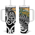 New Zealand Australia Rugby Tumbler With Handle Wallabies Aboriginal All Black Maori Tiki Together - Aussie Hoodie