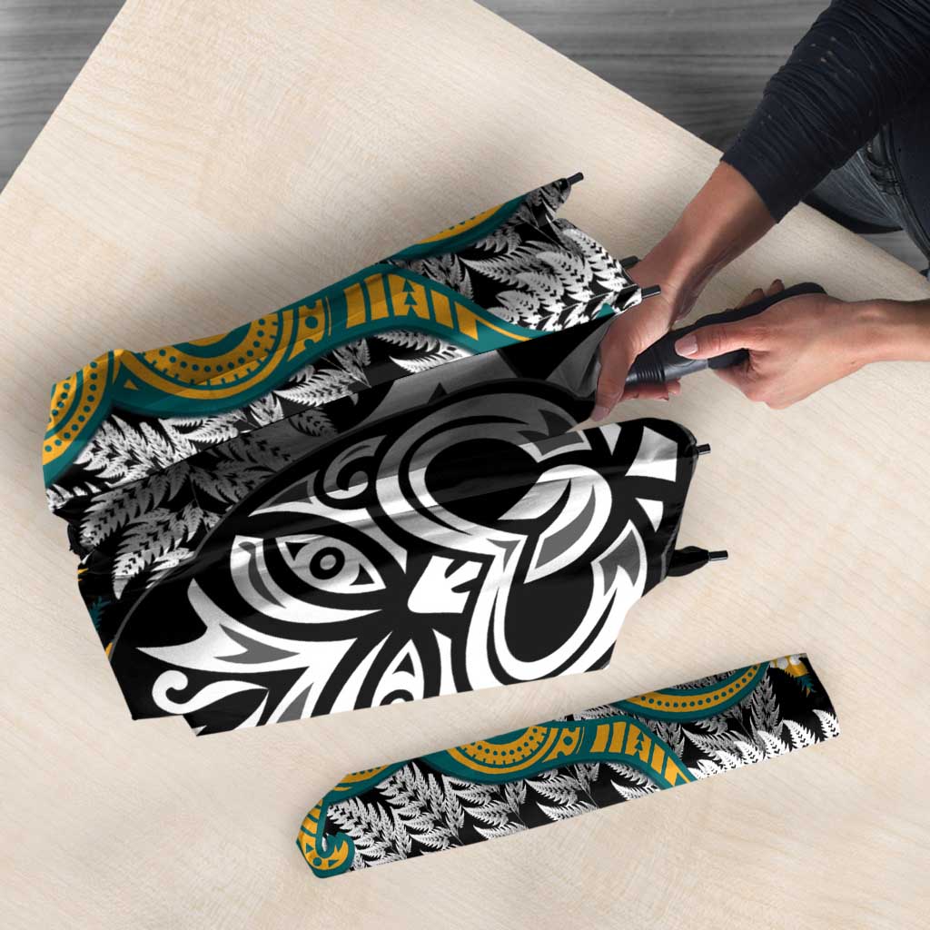 New Zealand Australia Rugby Umbrella Wallabies Aboriginal All Black Maori Tiki Together - Aussie Hoodie
