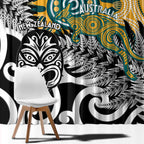 New Zealand Australia Rugby Window Curtain Wallabies Aboriginal All Black Maori Tiki Together - Aussie Hoodie