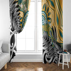 New Zealand Australia Rugby Window Curtain Wallabies Aboriginal All Black Maori Tiki Together - Aussie Hoodie