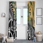 New Zealand Australia Rugby Window Curtain Wallabies Aboriginal All Black Maori Tiki Together - Aussie Hoodie