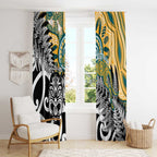 New Zealand Australia Rugby Window Curtain Wallabies Aboriginal All Black Maori Tiki Together - Aussie Hoodie