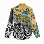 New Zealand Australia Rugby Custom Women Casual Shirt Wallabies Aboriginal All Black Maori Tiki Together - Aussie Hoodie