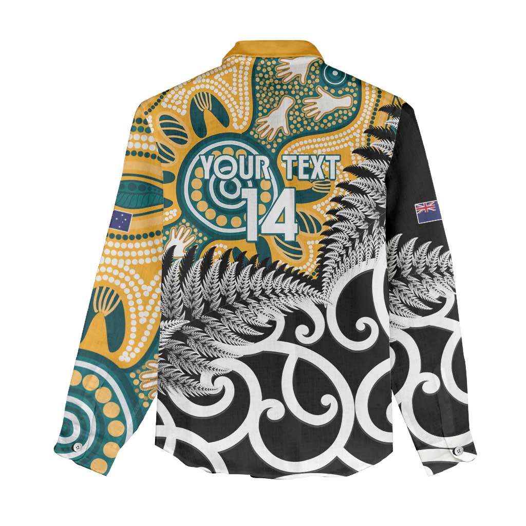 New Zealand Australia Rugby Custom Women Casual Shirt Wallabies Aboriginal All Black Maori Tiki Together - Aussie Hoodie
