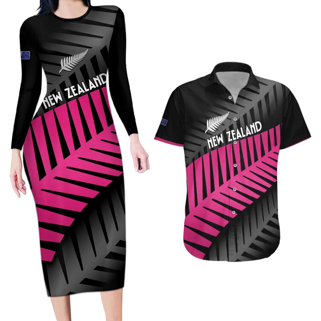 New Zealand Silver Fern Rugby Custom Couples Matching Long Sleeve Bodycon Dress and Hawaiian Shirt 2025 All Black Go Champions - Aussie Hoodie